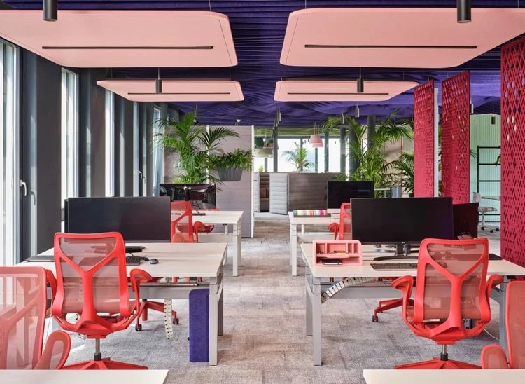Colourful contemporary workplace interior from Design Metric